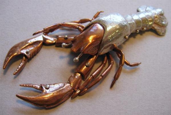 Crawfish Pin from the aquatic creature collection, animal jewelry from Luna Parc.